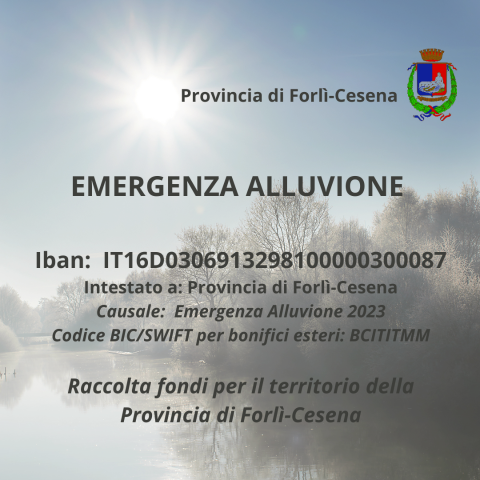 Emergenza Alluvione - Raccolta fondi per il territorio della Provincia di Forlì-Cesena