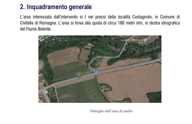 SP 4 DEL BIDENTE ADEGUAMENTO FUNZIONALE DEL TRATTO STRADALE IN LOCALITA’ CASTAGNOLO: BANDITA LA PROCEDURA DI GARA 